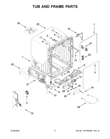 Tub and frame parts