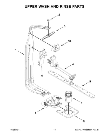 Upper wash and rinse parts