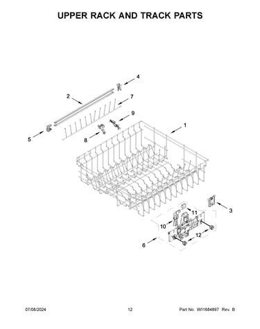 Upper rack and track parts