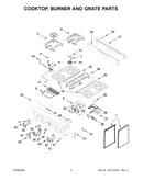 Cooktop, burner and grate parts