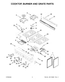 Cooktop, burner and grate parts