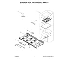 KitchenAid KFGC558JBK07 burner box and griddle parts diagram