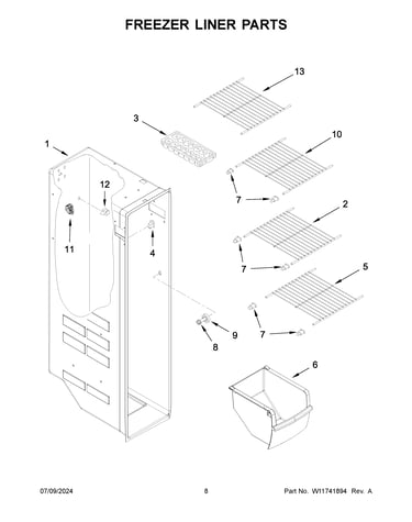 Freezer liner parts