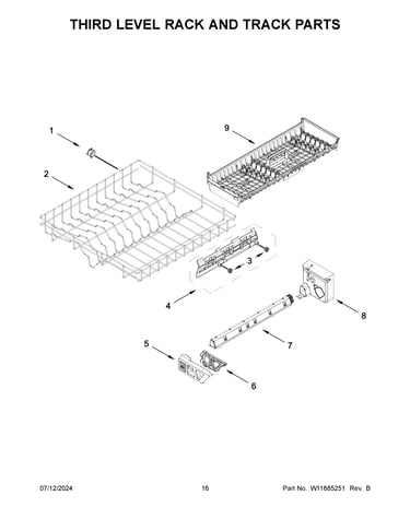 Third level rack and track parts