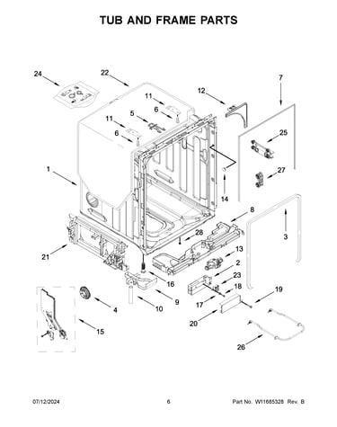 Tub and frame parts
