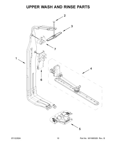 Upper wash and rinse parts