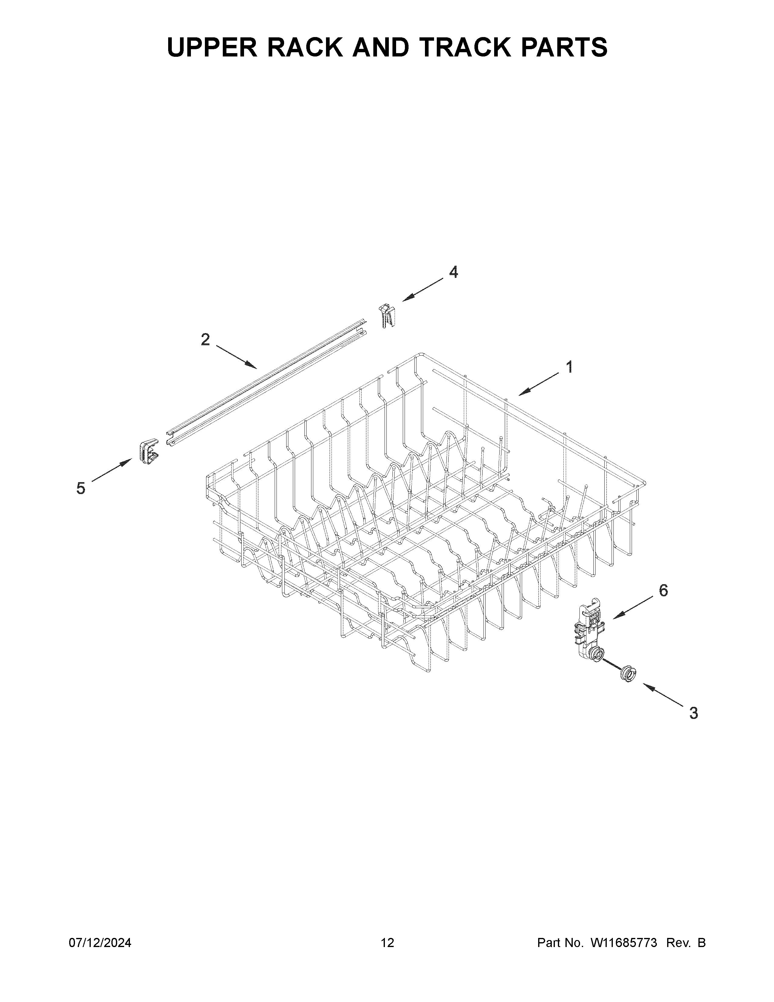 Upper rack and track parts