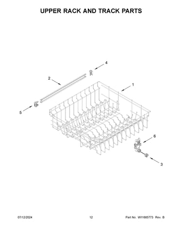 Upper rack and track parts
