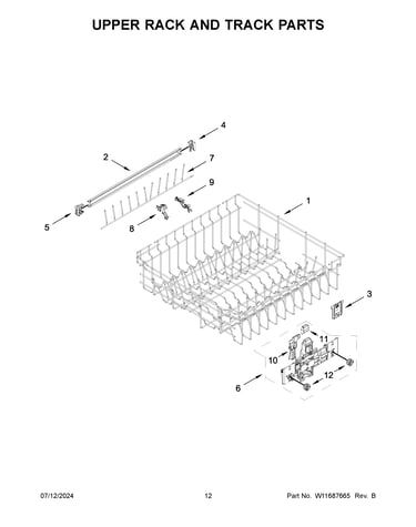 Upper rack and track parts