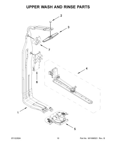 Upper wash and rinse parts