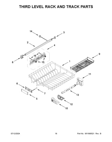 Third level rack and track parts