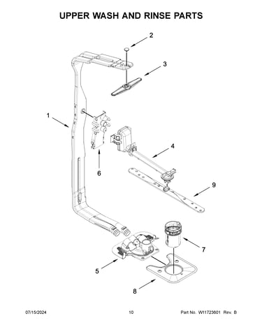 Upper wash and rinse parts