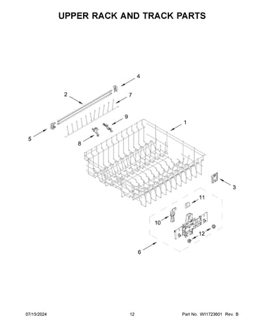 Upper rack and track parts