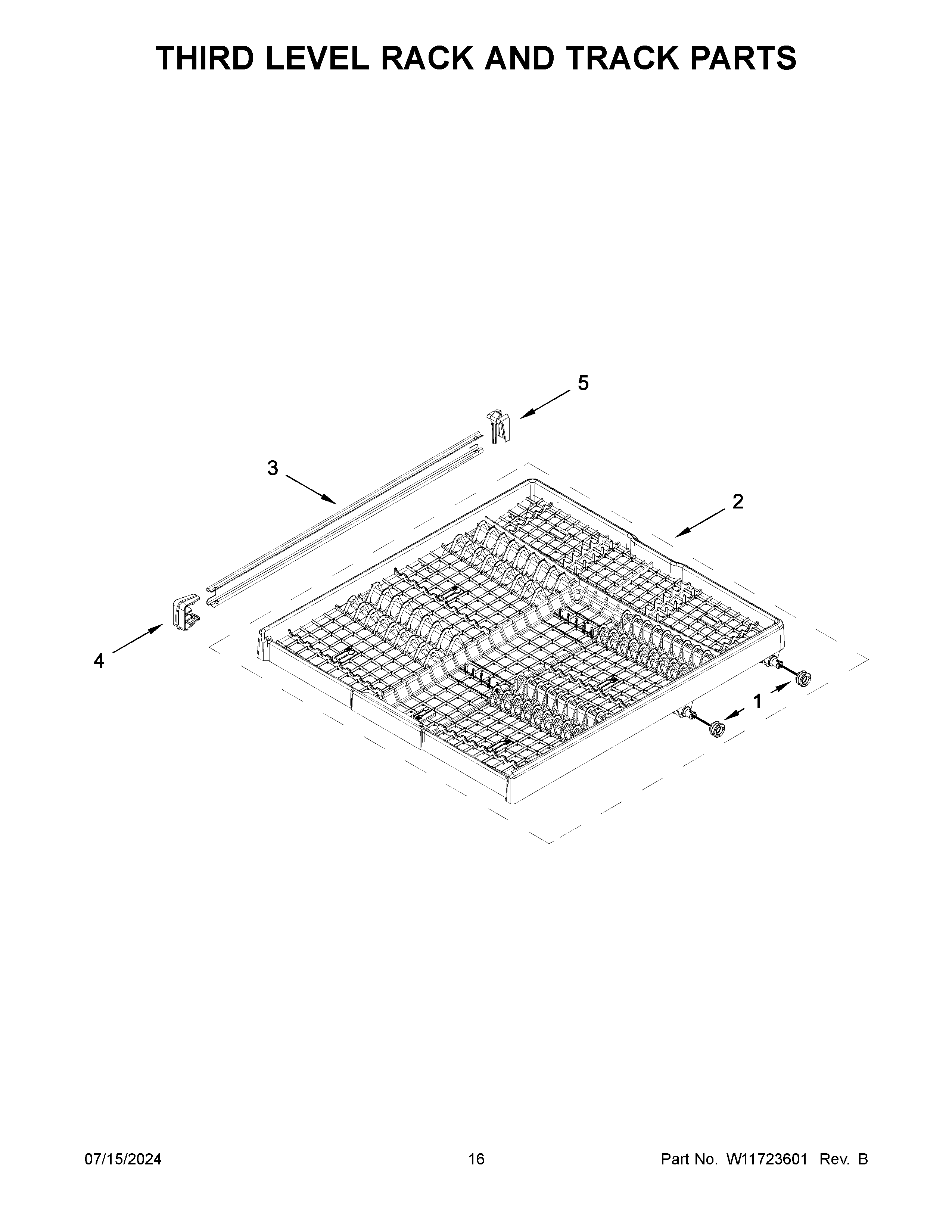Third level rack and track parts