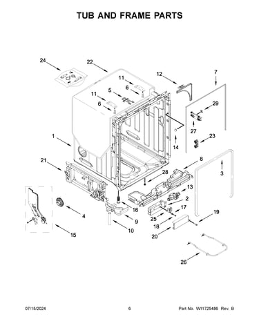 Tub and frame parts