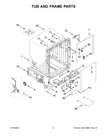 Tub and frame parts
