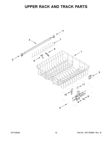 Upper rack and track parts