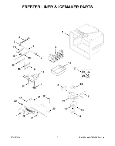 Freezer liner & icemaker parts