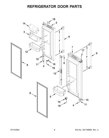 Refrigerator door parts