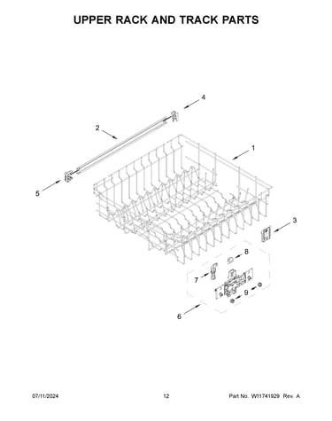 Upper rack and track parts