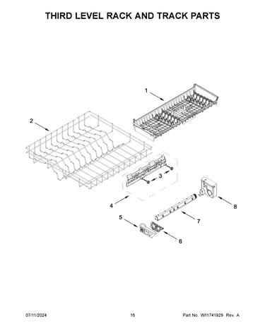 Third level rack and track parts