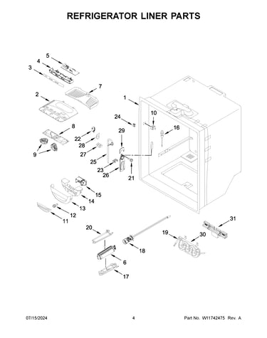 Refrigerator liner parts