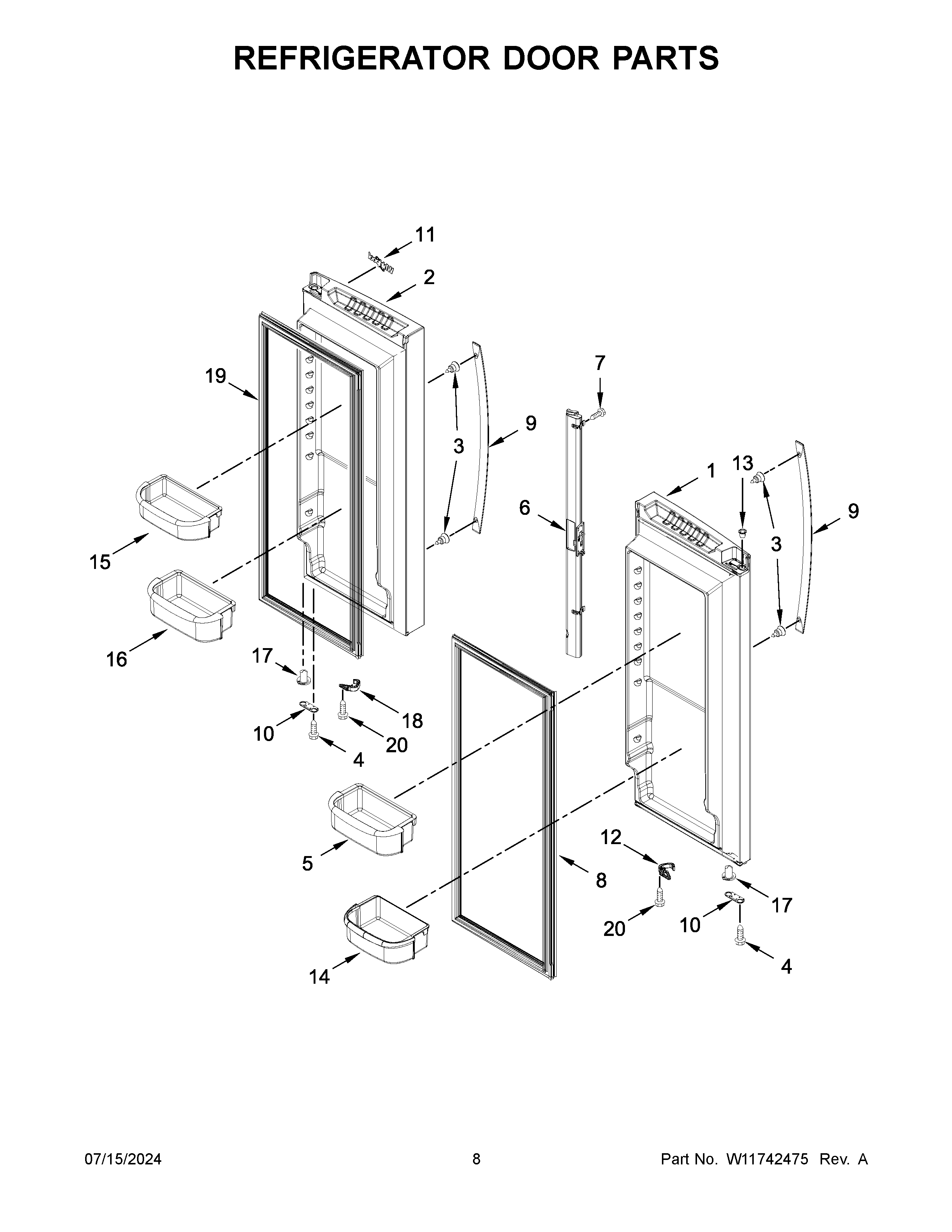 Refrigerator door parts