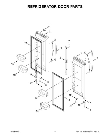Refrigerator door parts