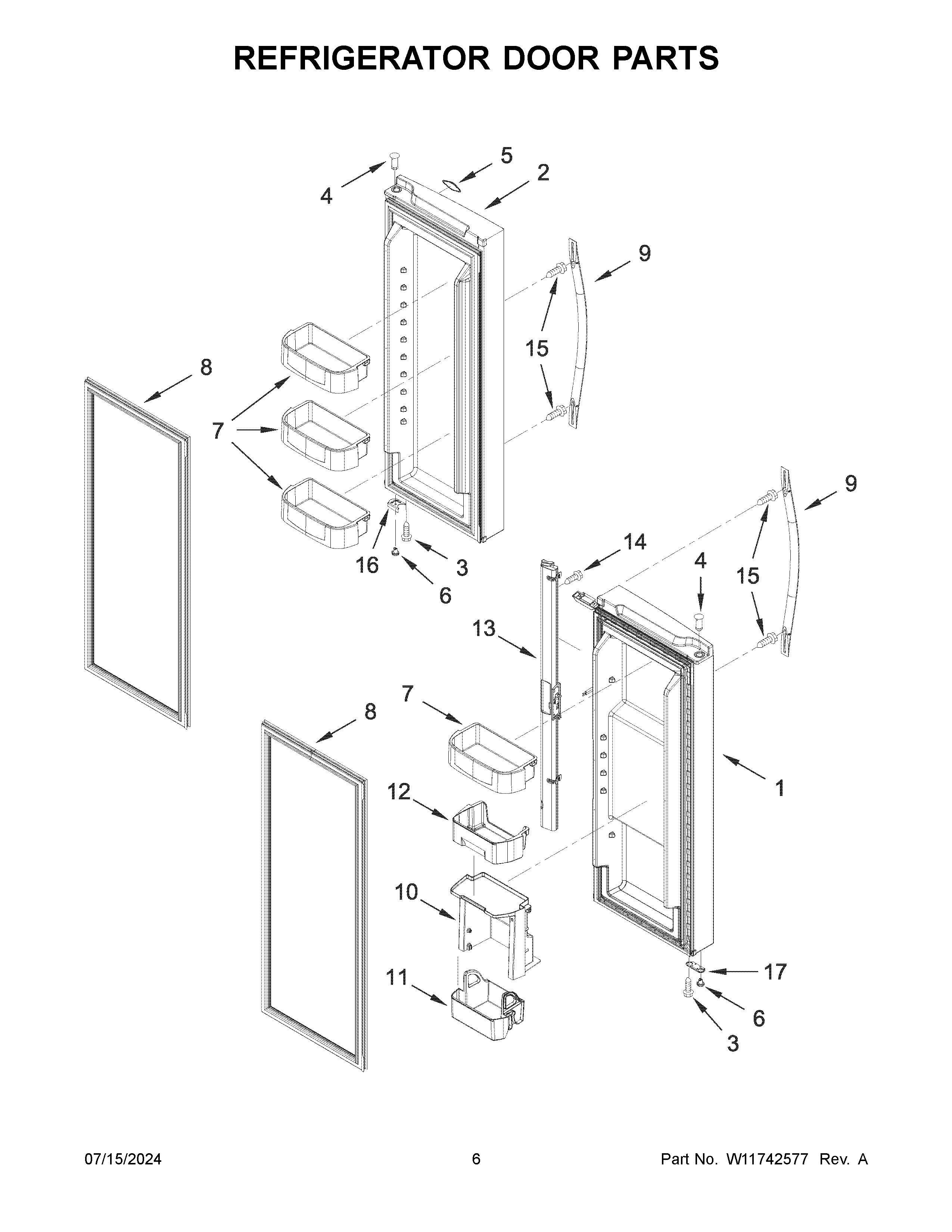 Refrigerator door parts