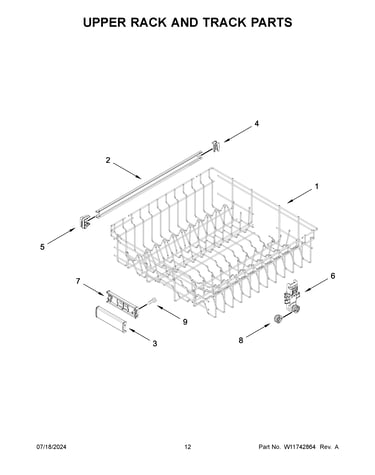 Upper rack and track parts