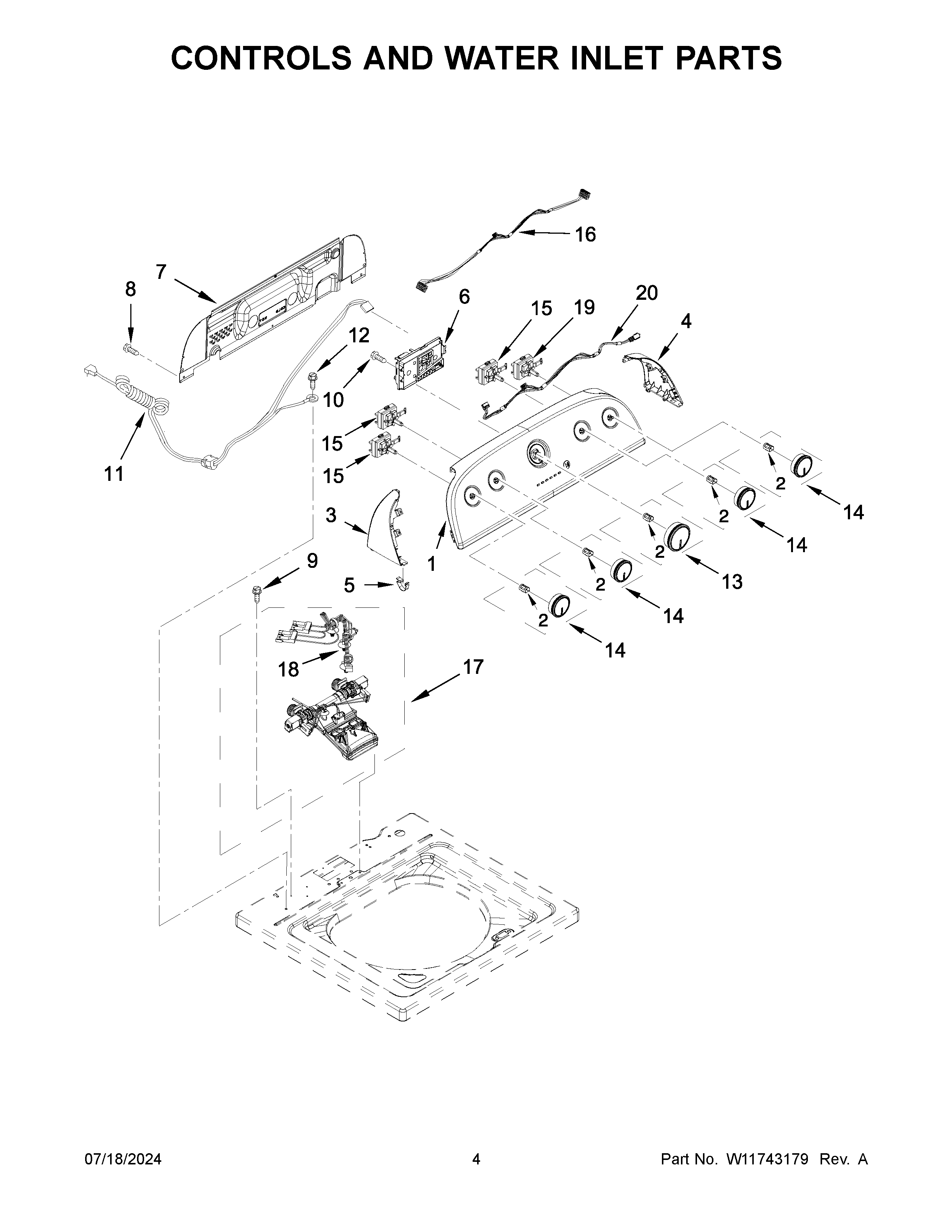 CONTROLS AND WATER INLET PARTS