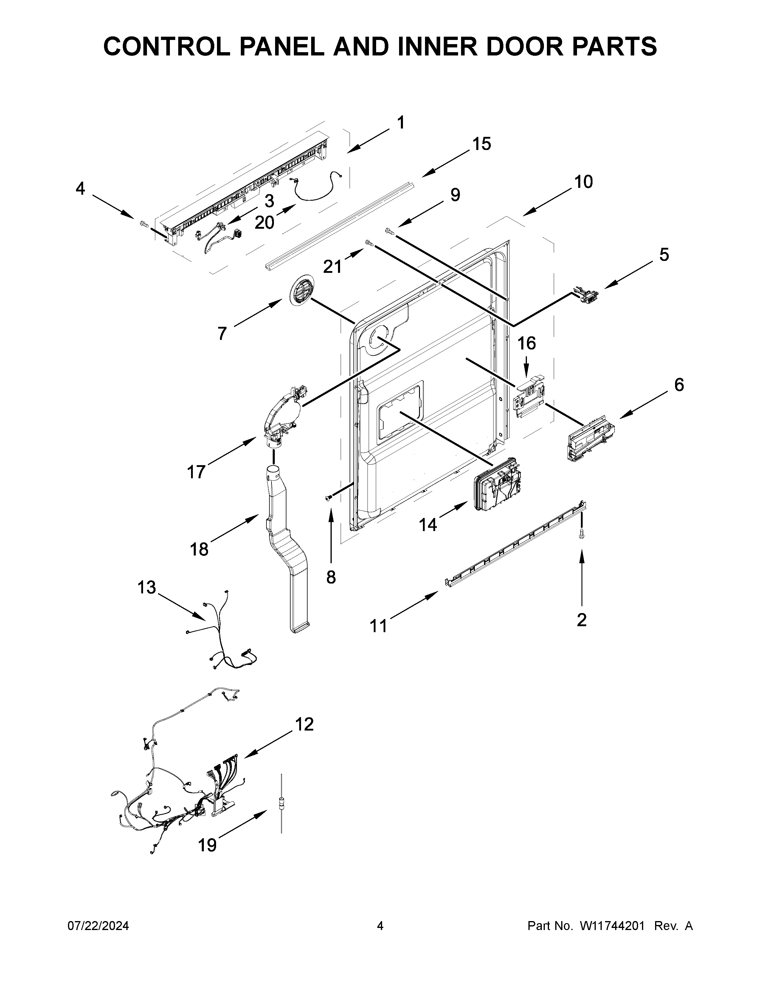 CONTROL PANEL AND INNER DOOR PARTS