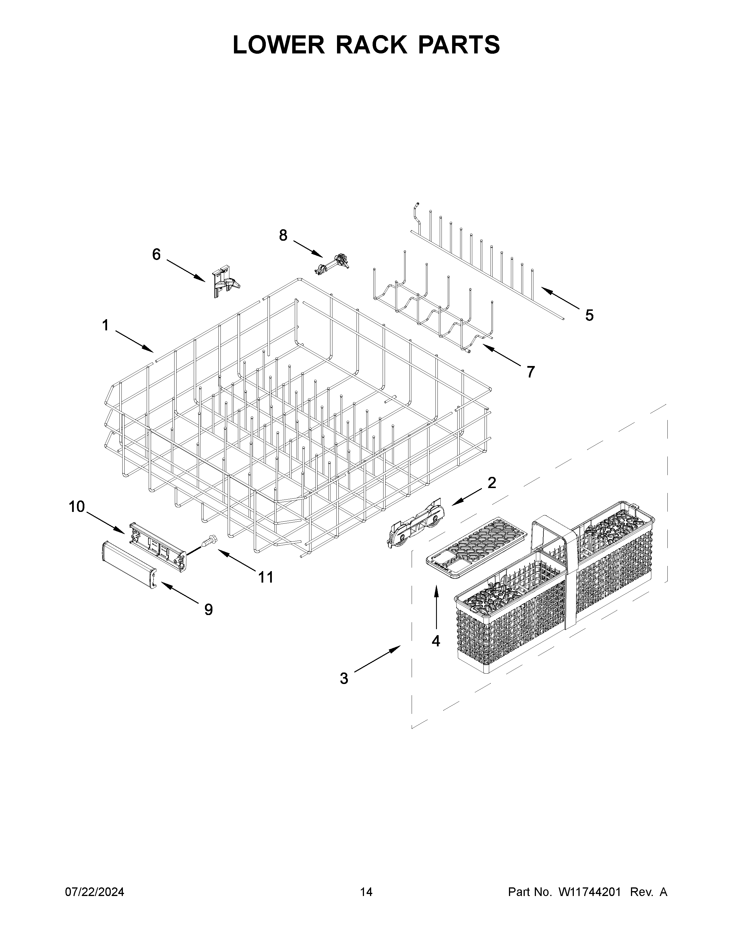 Lower rack parts