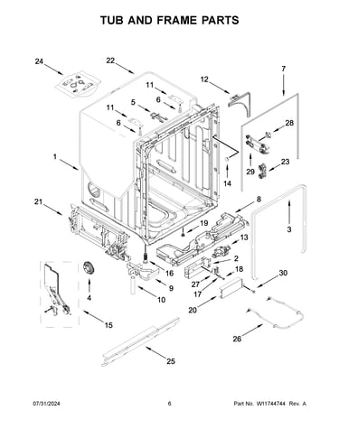 Tub and frame parts