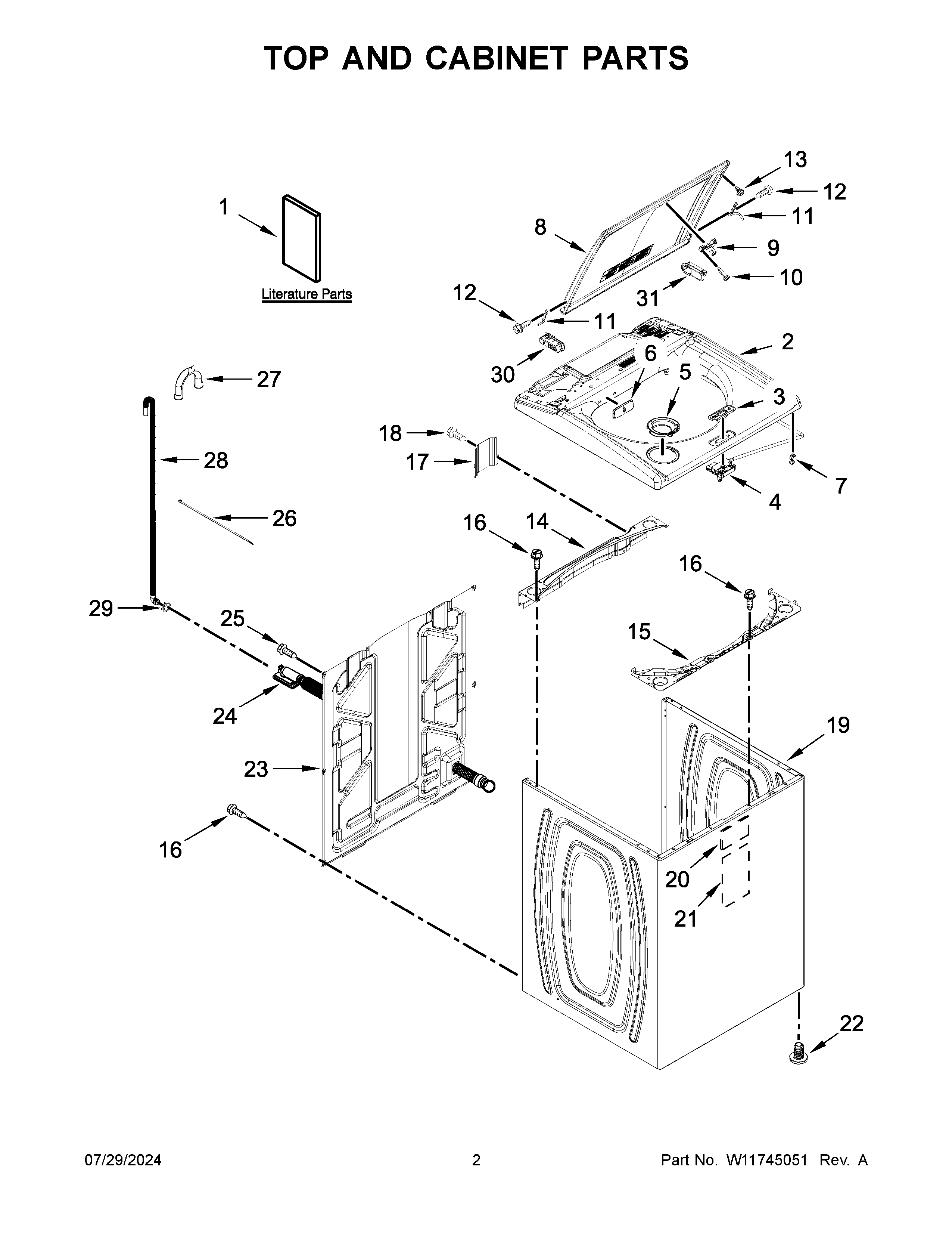 Top and cabinet parts