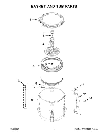 Basket and tub parts