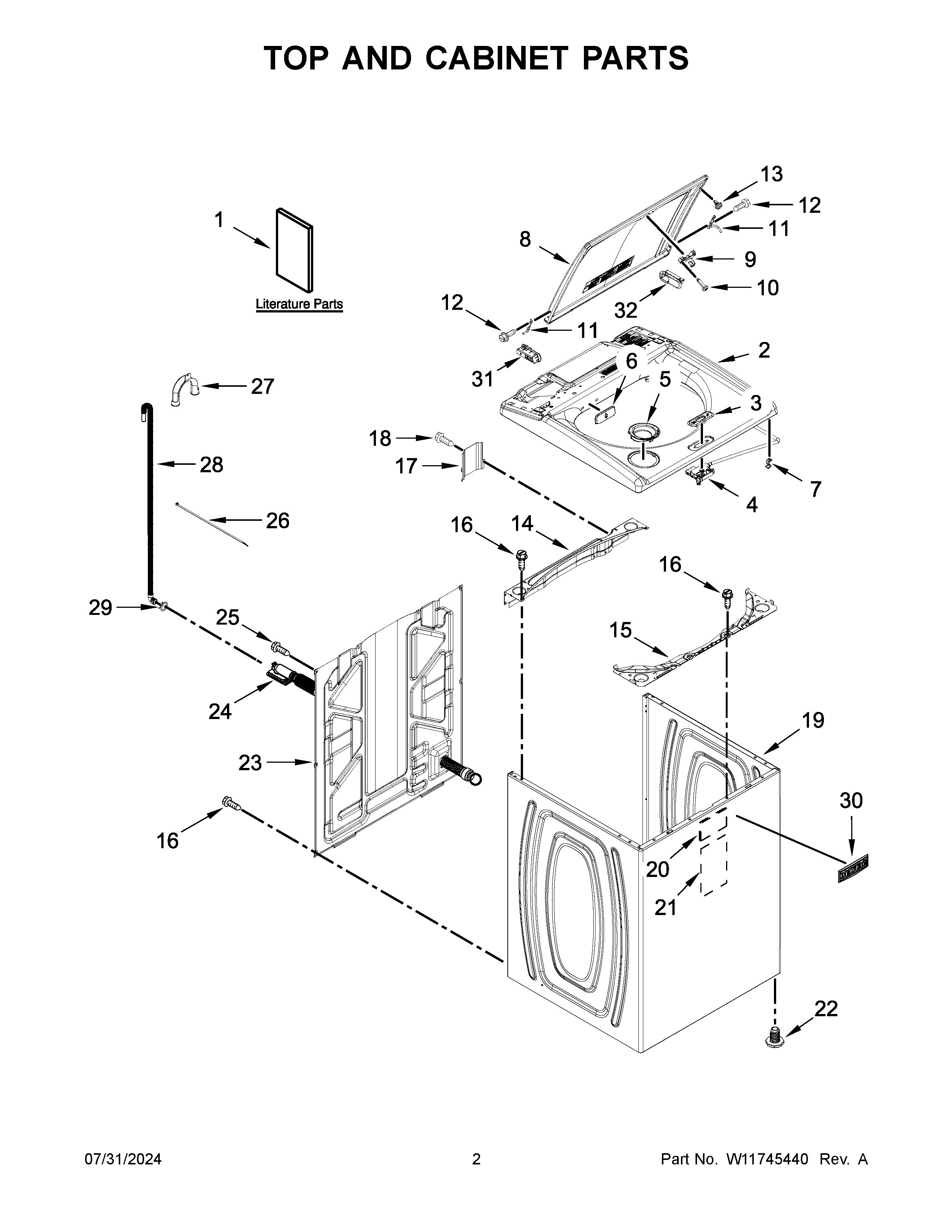 TOP AND CABINET PARTS