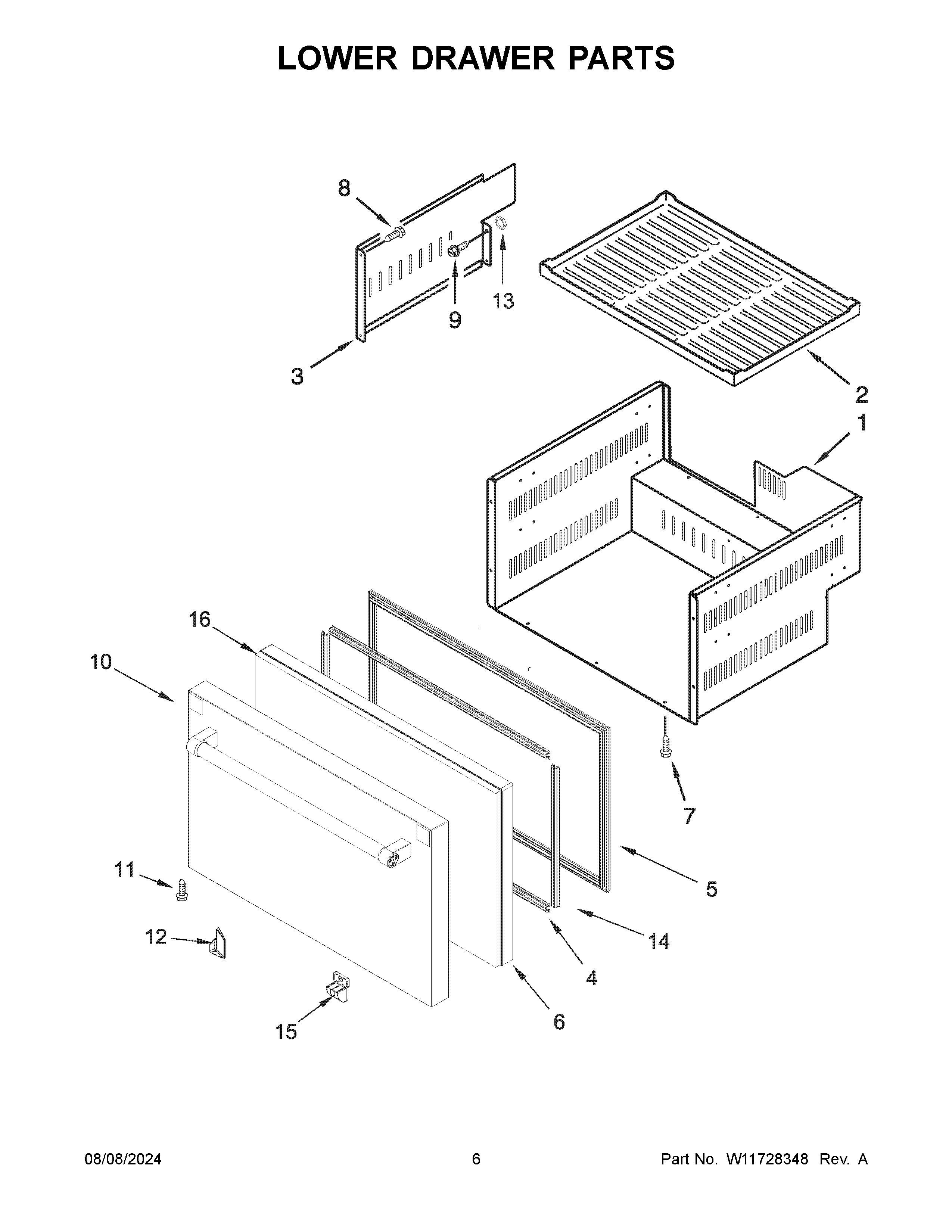 Lower drawer parts