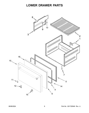 Lower drawer parts