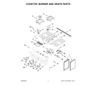 KitchenAid KFDC500JPA03 cooktop, burner and grate parts diagram