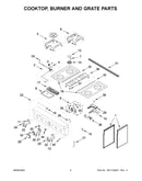 Cooktop, burner and grate parts