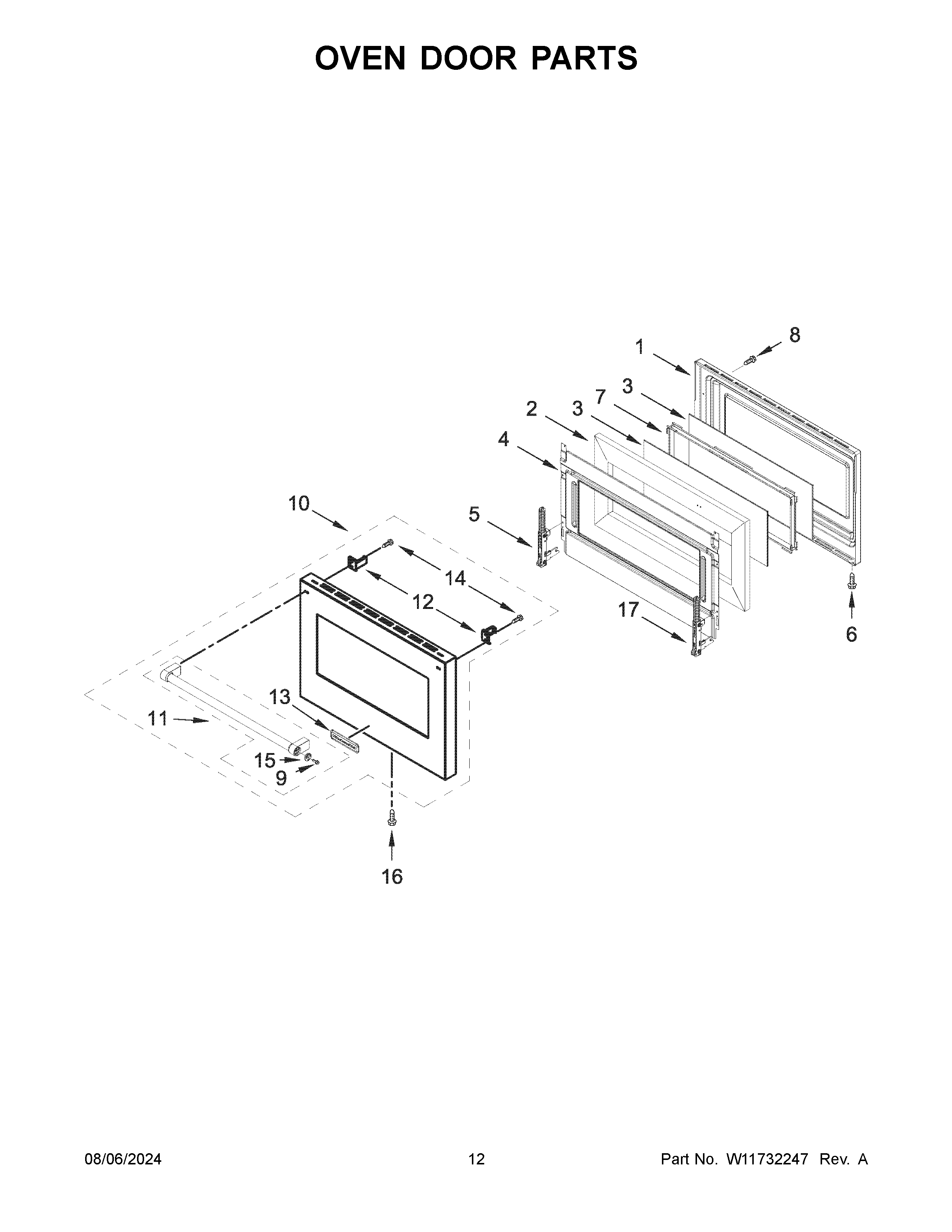 Oven door parts