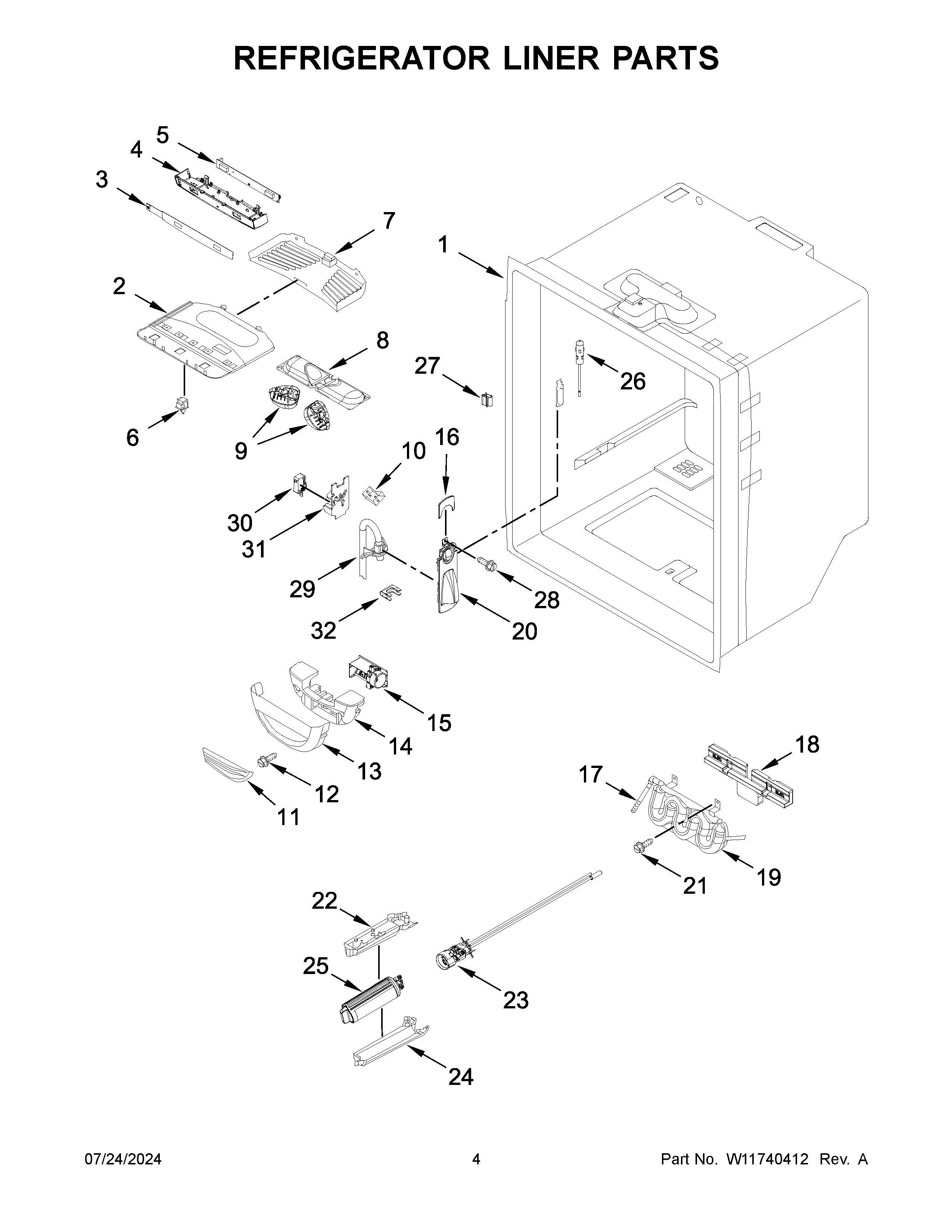 Refrigerator liner parts