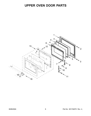 Upper oven door parts