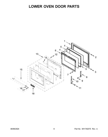 Lower oven door parts