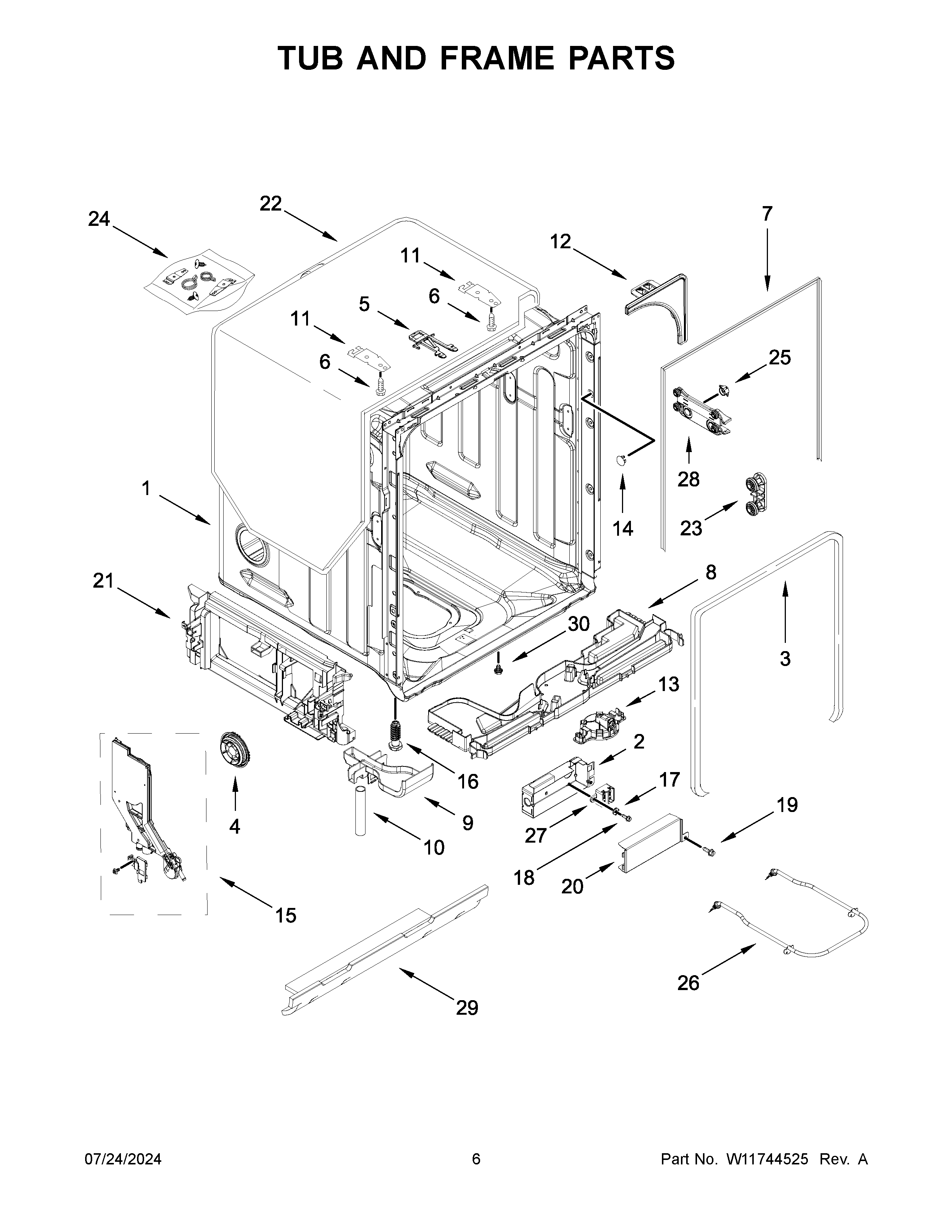 Tub and frame parts