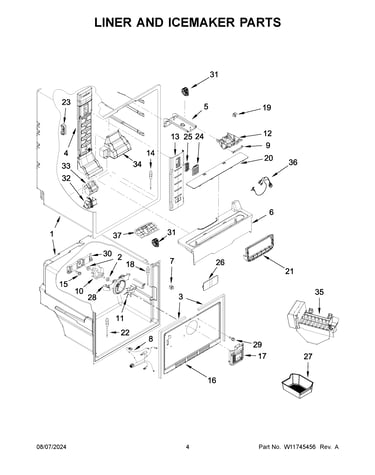 Liner and icemaker parts