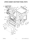 Upper cabinet and front panel parts