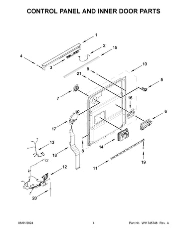Control panel and inner door parts