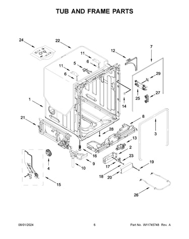 Tub and frame parts